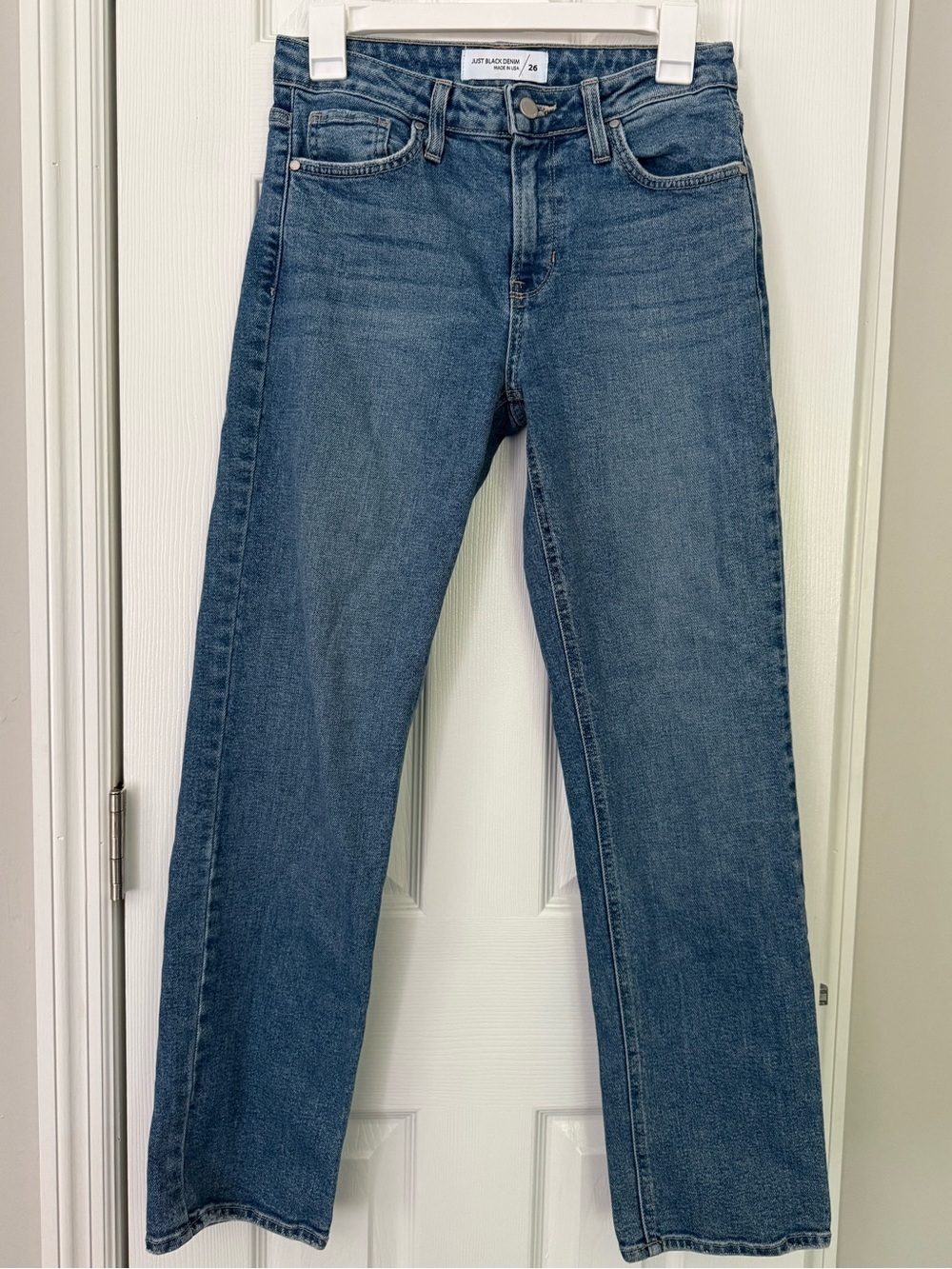 Just Black Denim High Rise Straight Leg Jeans | Medium Wash